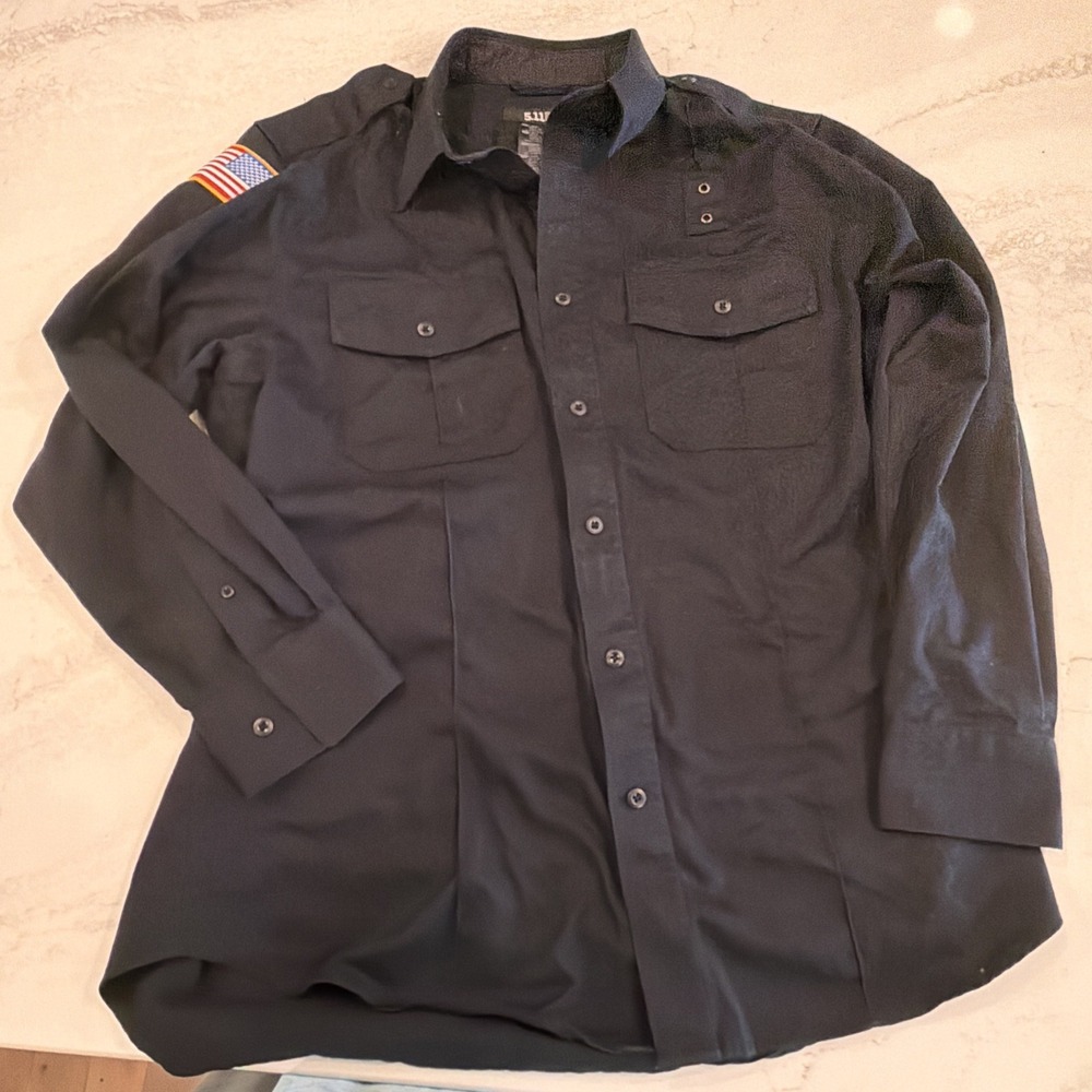5.11 Tactical Men's Twill PDU Class B Long Sleeve Shirt, 72345- Black Large